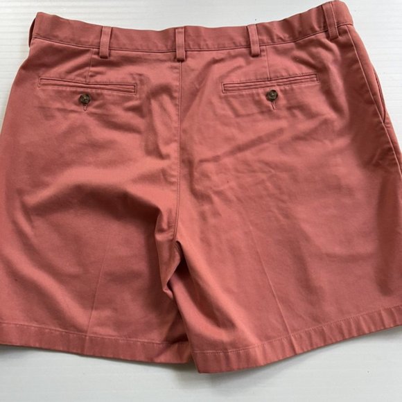 L L Bean Cotton Comfort Stretch Waist Shorts Flat Front Men's Sz 38 Salmon - Picture 3 of 10